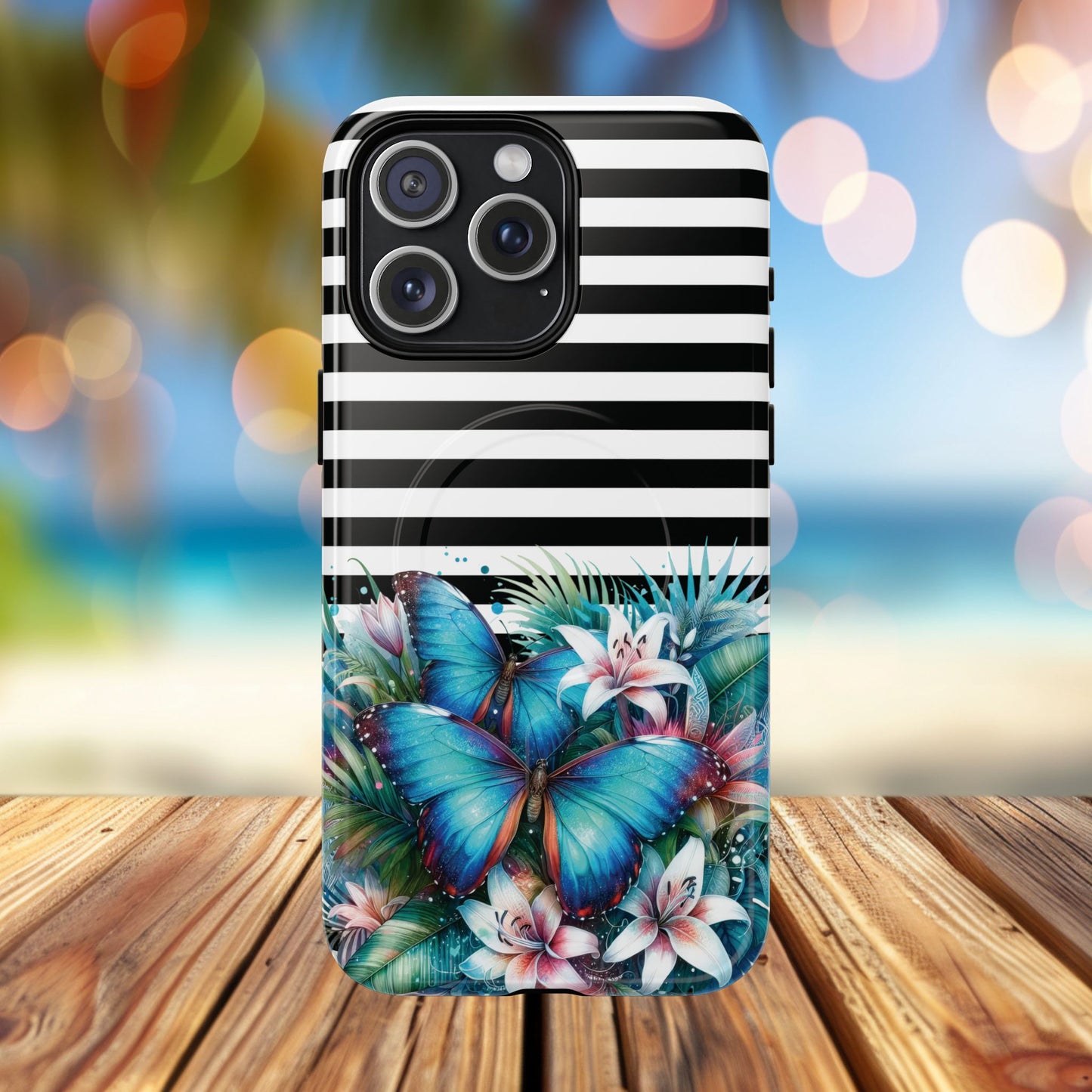 Wings of Wonder Tough iPhone Magnetic Case, Stylish Protection, Durable iPhone Cover, Butterfly Design Gift, Floral Case,Trendy Tech Accessory.