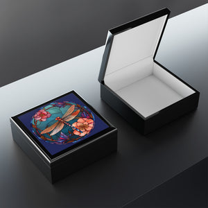 Dragonfly Stained Glass Jewelry Box — Floral Keepsake Storage