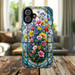 Floral Stained Glass Tough Magnetic Case, Durable Phone Cover, Gift for Nature Lovers, Unique Floral Design, Phone Accessories for All Occasions.