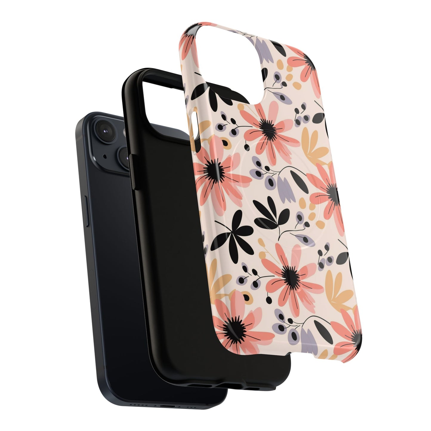 Stylish Soft Petal Noir iPhone Case, Floral iPhone Accessory for Her, Tough iPhone Magnetic Cases, Trendy iPhone Cover, Gift for Friends, Summer Vibes
