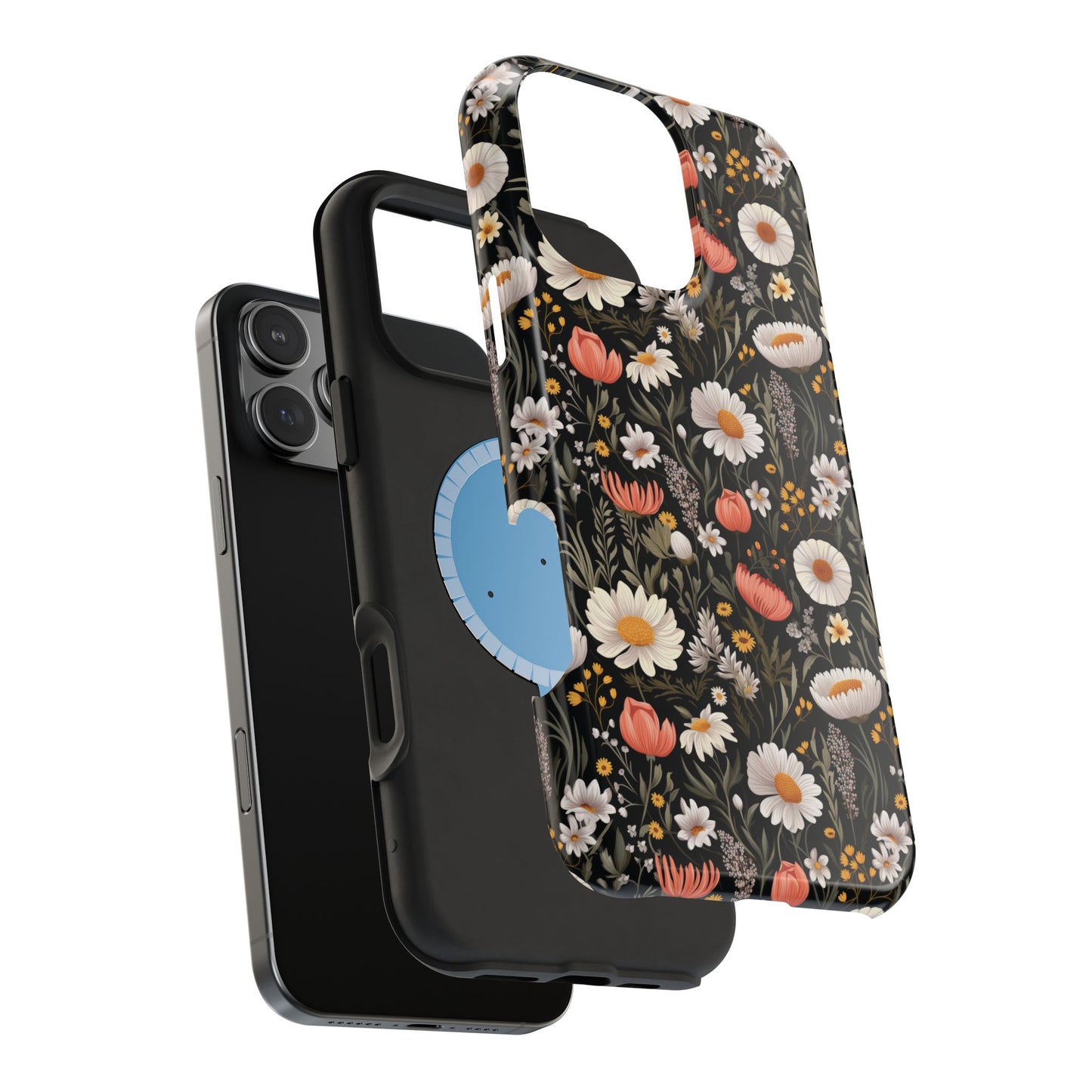 Blossom Elegance: Noir Garden Magnetic Tough iPhone Cases