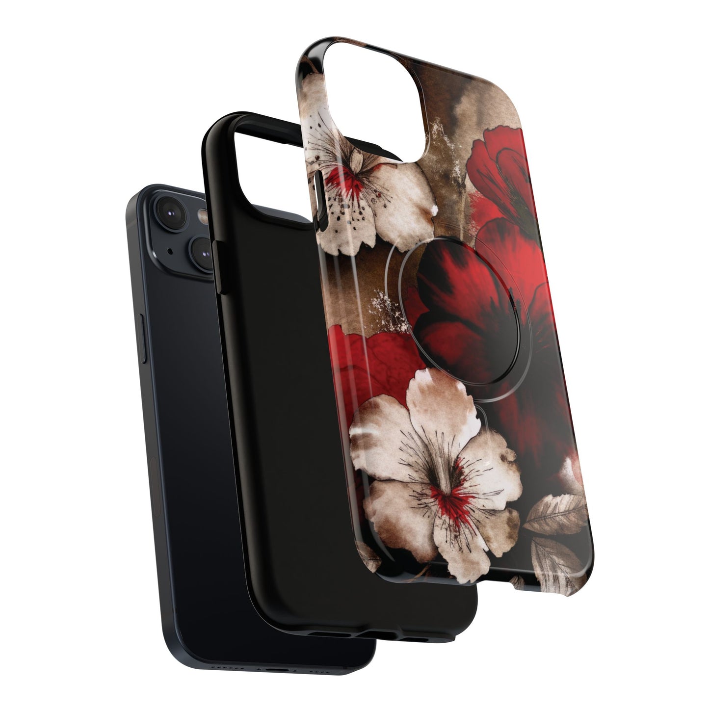 Crimson Noir Tough iPhone Magnetic Cases, Tough iPhone Protector, Stylish Floral Design, Gift for Her, Floral Accessories