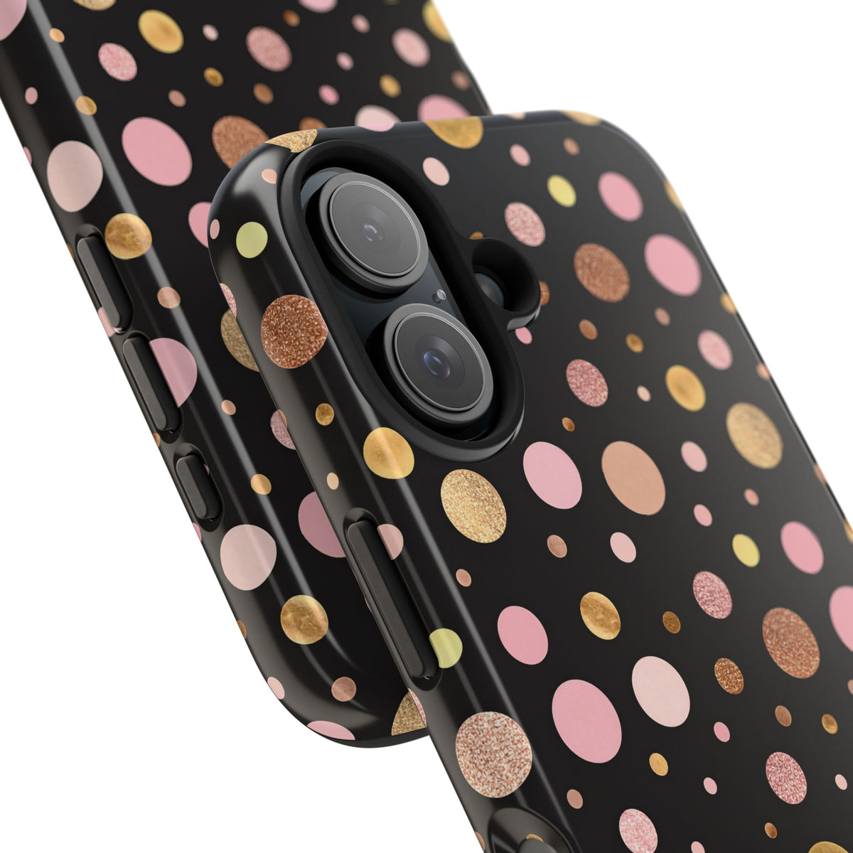 Personalized Gold & Pink Confetti Tough Phone Case — Glitter Dot Protective Phone Cover