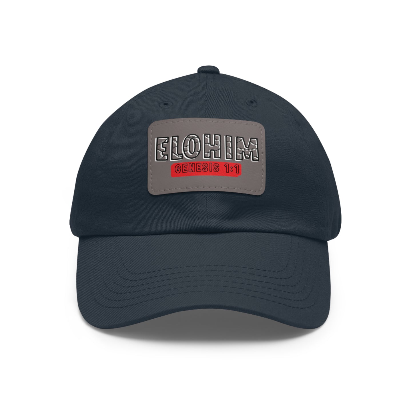 'ELOHIM, GENESIS 1:1- Stylish Dad Hat with Leather Patch | Great for Gifts for All, Casual Wear, Outdoor Activities, and Religious Events
