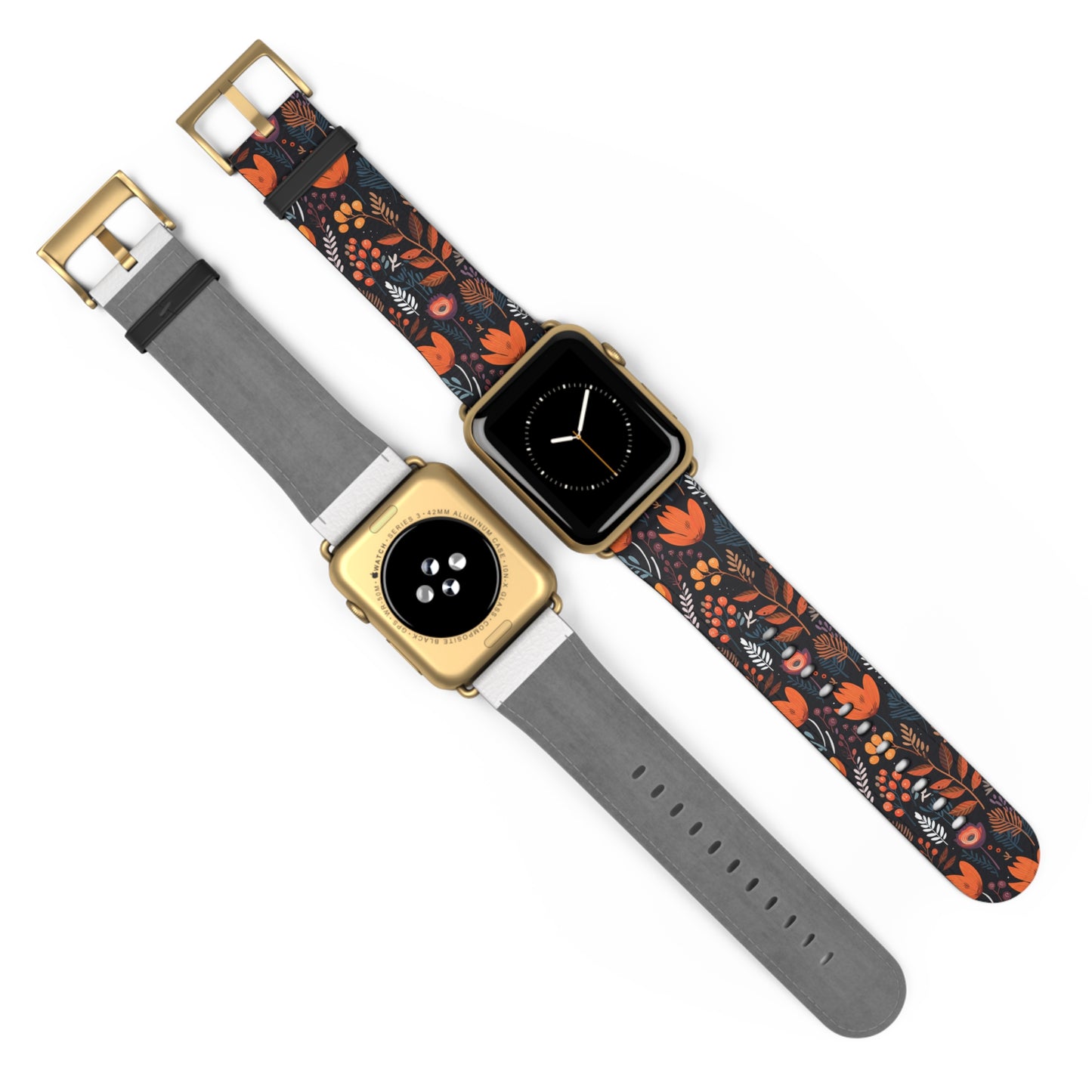 Autumn Bloom Floral Patterned Watch Band - Boho Chic Accessory, Gift for Her, Adjustable Strap for Smartwatch, Trendy Wristband, Floral Design.