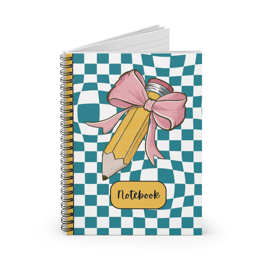 Teal Checkered Charm Spiral Notebook - Ruled Line (PY)