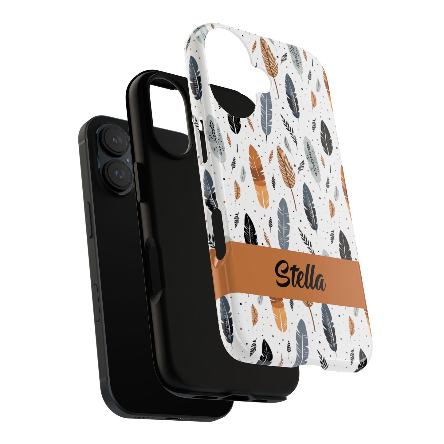 Personalized Whispering Feathers Samsung, Google Pixel and iPhone Case, Custom Name Case.
