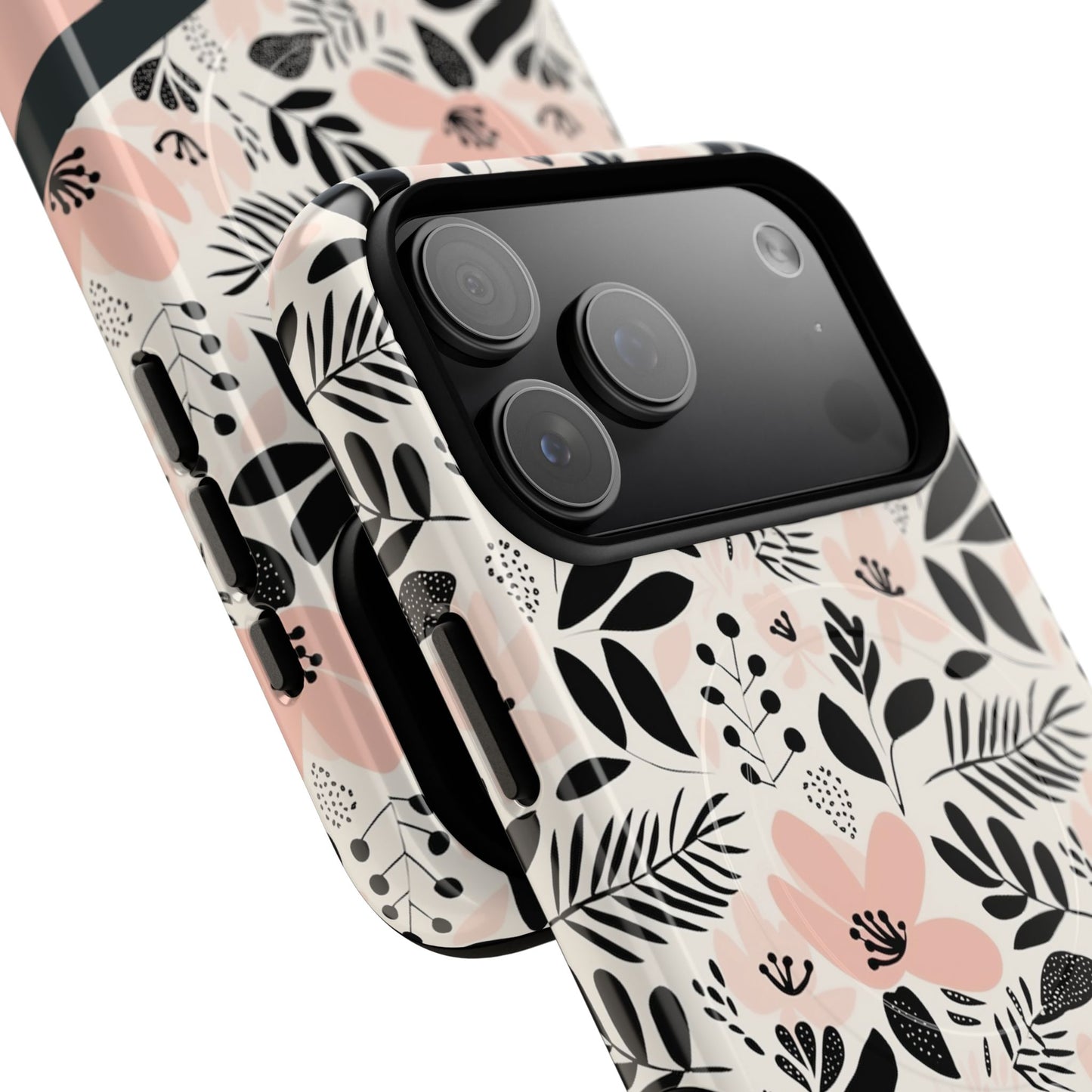 Personalized Floral Blush Garden Whisper Tough Magnetic MagSafe® iPhone® 13, 14, 15, 16, 17, Pro, Pro Max, Plus Cases (Custom Name).