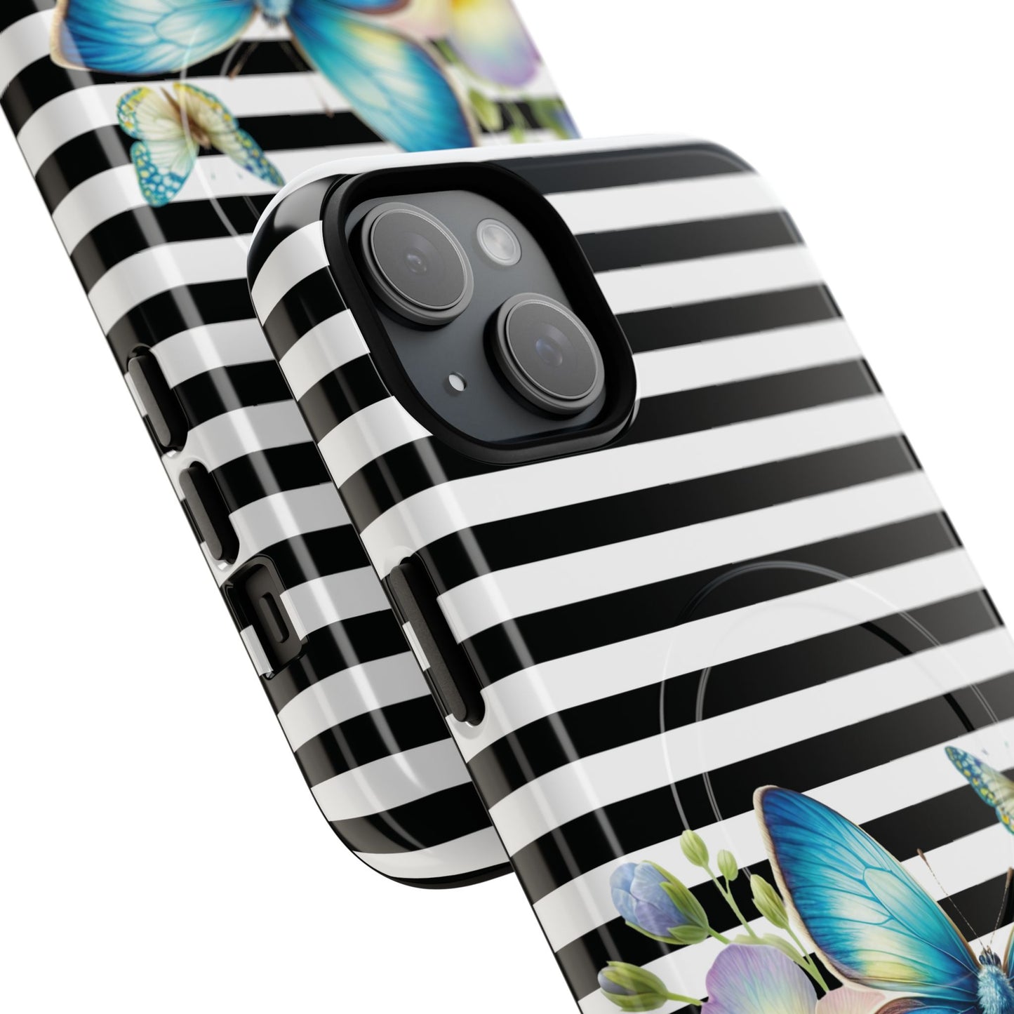 Pansy Parade Tough iPhone Magnetic Cases, Floral Tough Case, Striped iPhone Magnetic Cover, Phone Accessory, Gift for Nature Lovers
