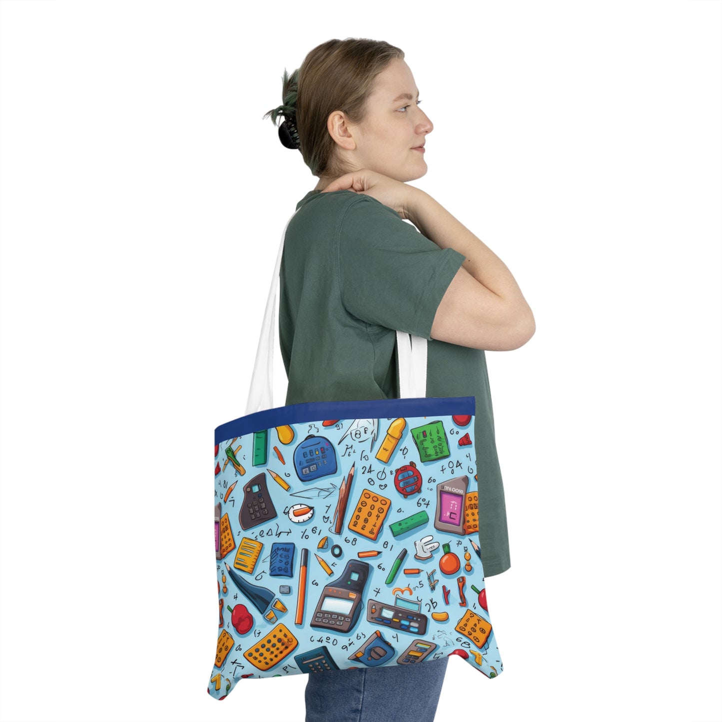 Blue Academic Adventures Shoulder Tote Bag - Colorful Everyday Accessory