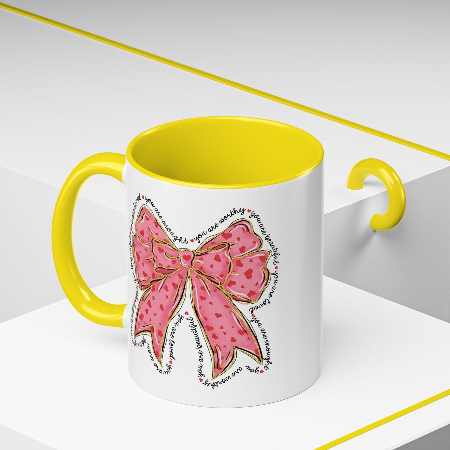 Affirmation Bow Accent Coffee Mug (11oz).