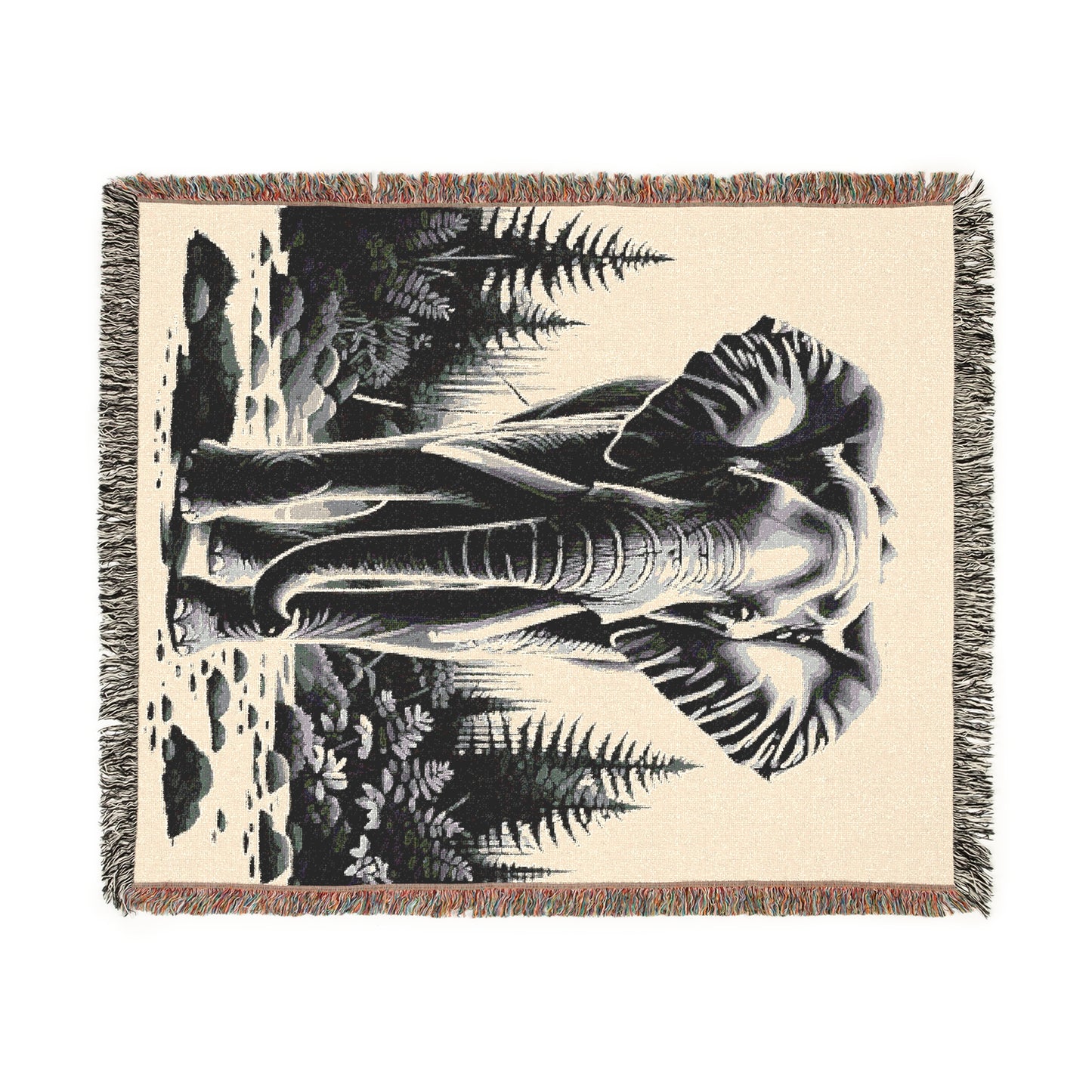 Elephant Illustration Tapestry Woven Blanket