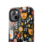 Whimsical Feline Garden iPhone and Samsung Tough Phone Cases,