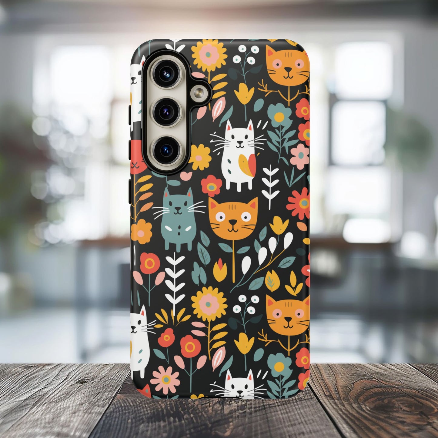 Whimsical Feline Garden iPhone, Samsung or Google Pixel Tough Cases