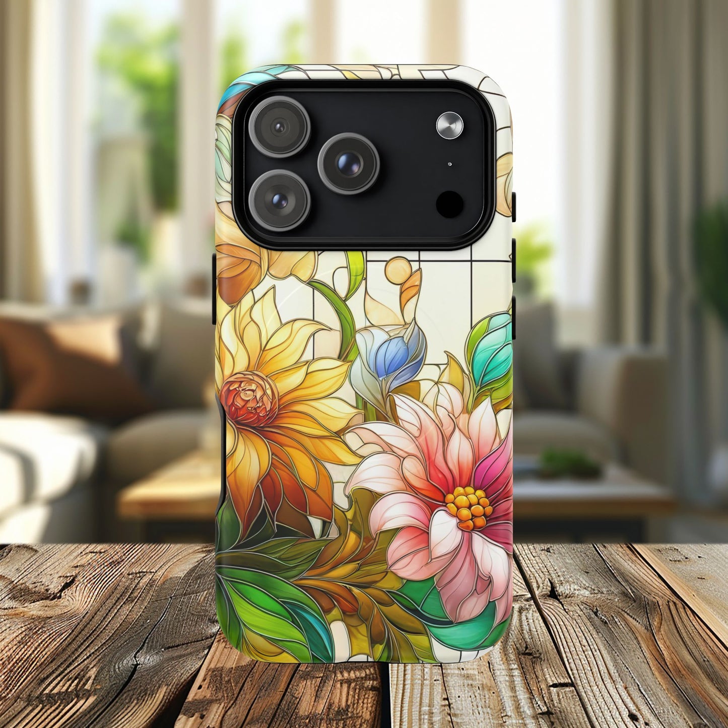 Floral Stained Glass Reverie Tough iPhone Magnetic Case, iPhone Cover, Protective Case, Flower Design, Gift for Her, Nature Lover