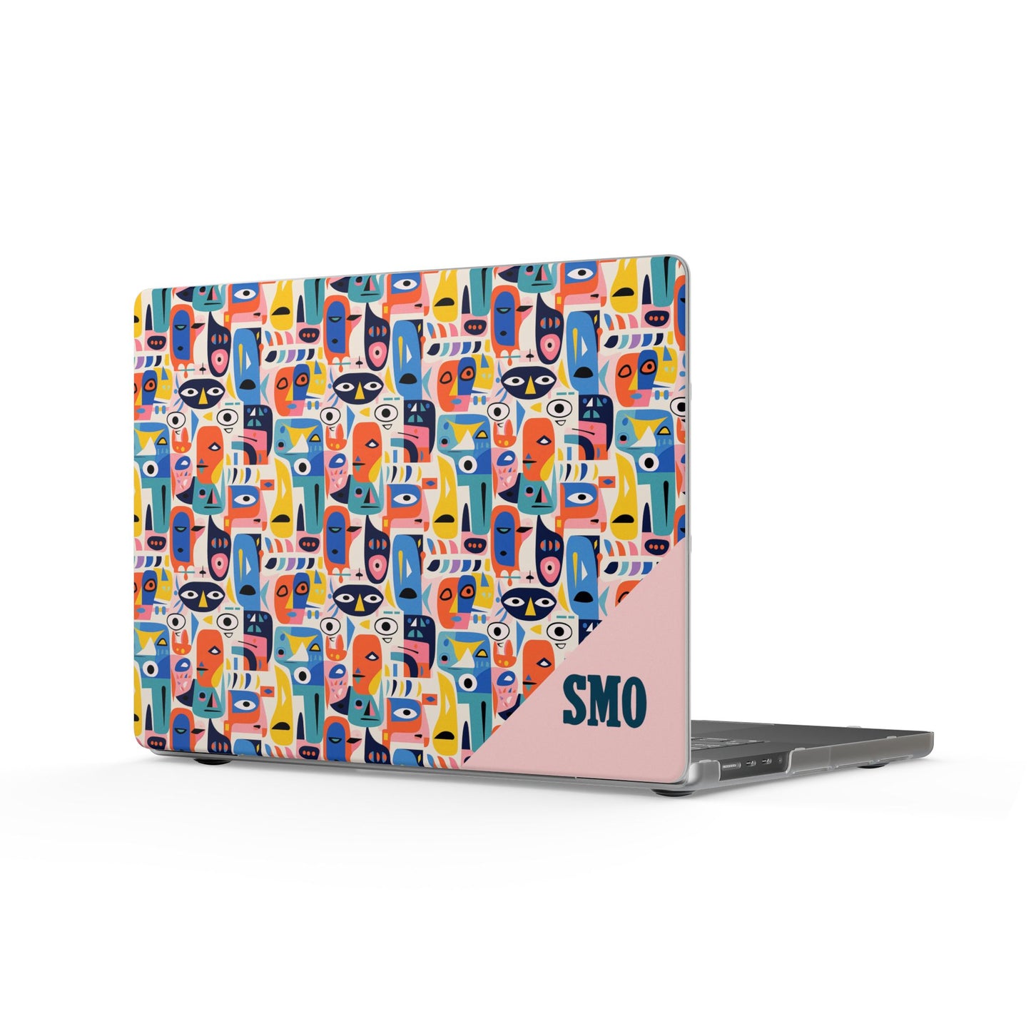 Custom Colorful Abstract Cat Pattern Matte MacBook Case — Personalized Monogram