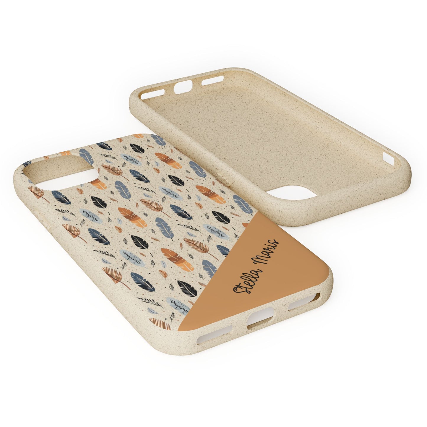 Personalized Whispering Feathers Samsung and iPhone Biodegradable Case, Custom Name Case.