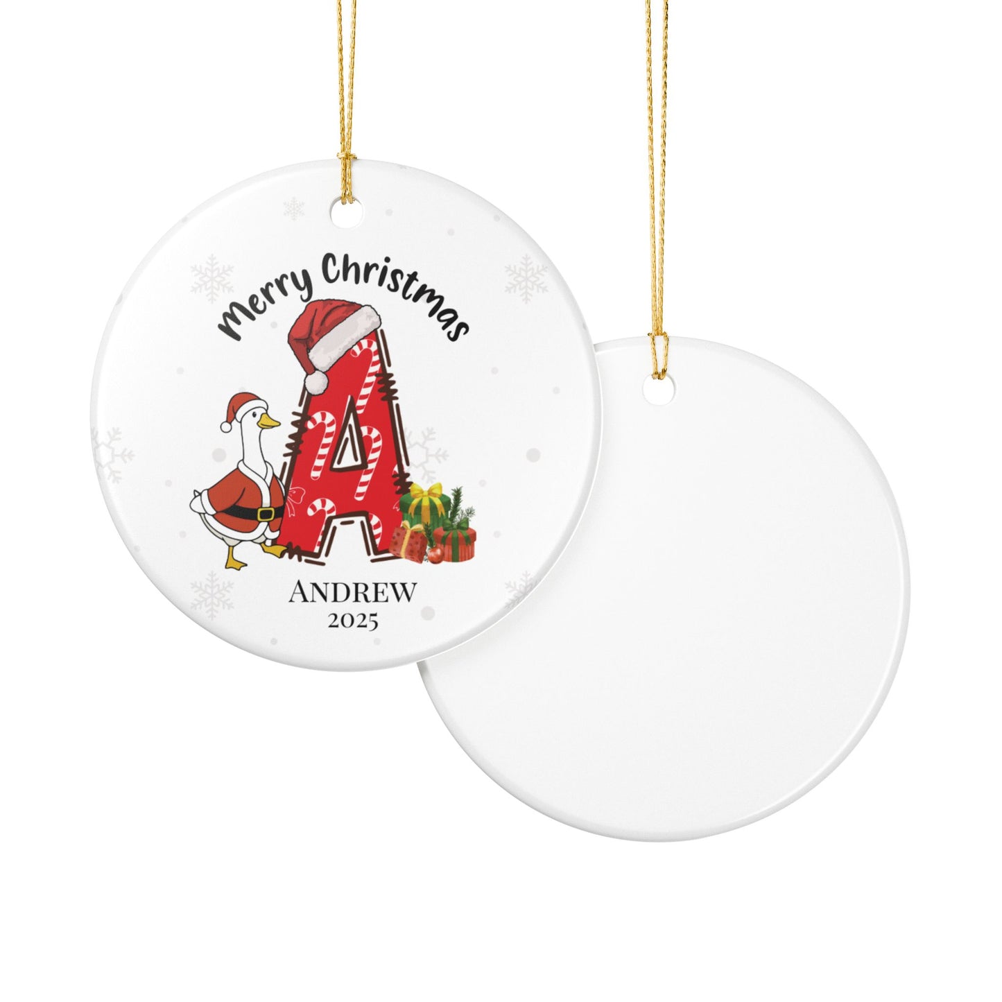Personalized Christmas Ceramic Ornament with Name, Custom Keepsake Ornament.
