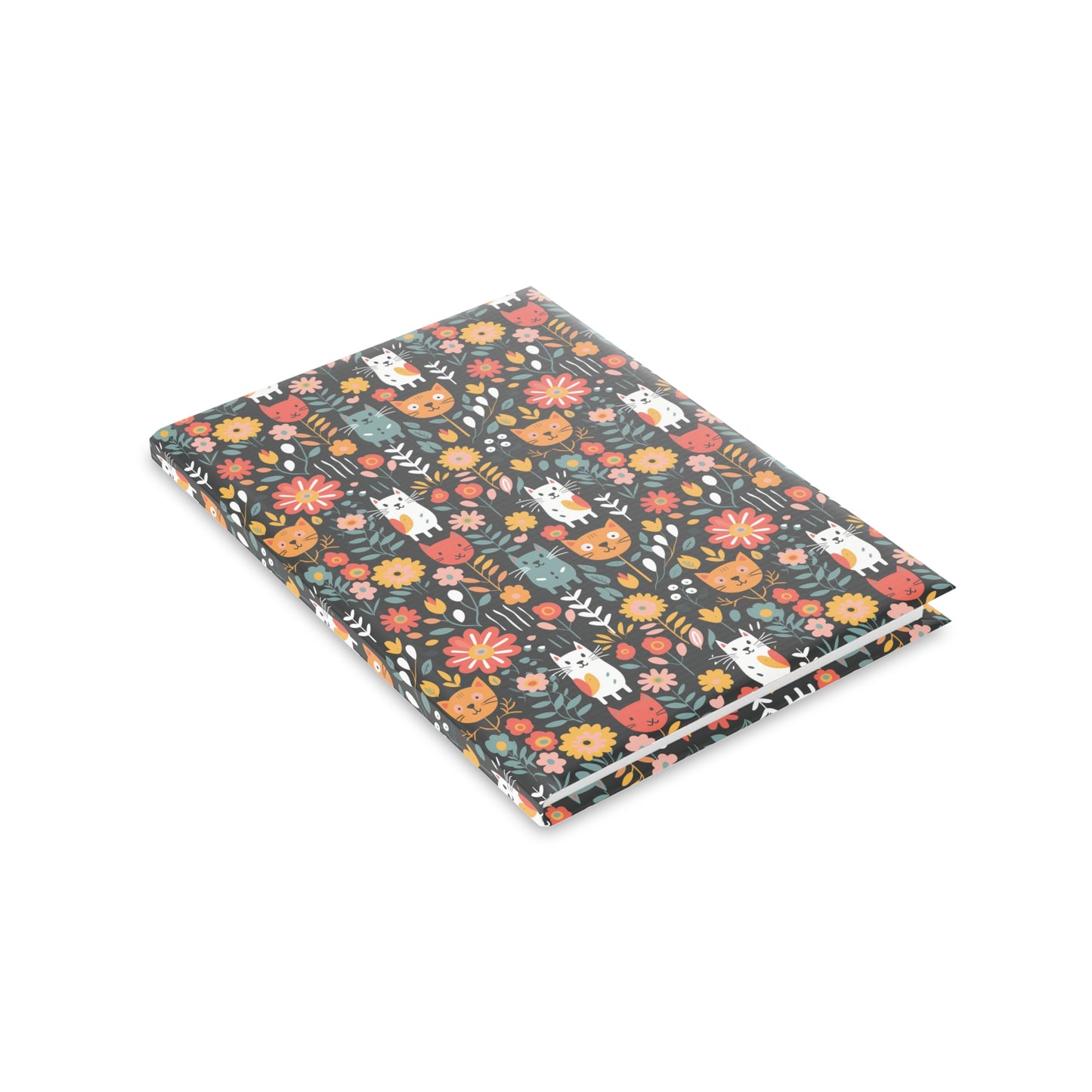 Whimsical Feline Garden Hardcover Notebook with Puffy Covers