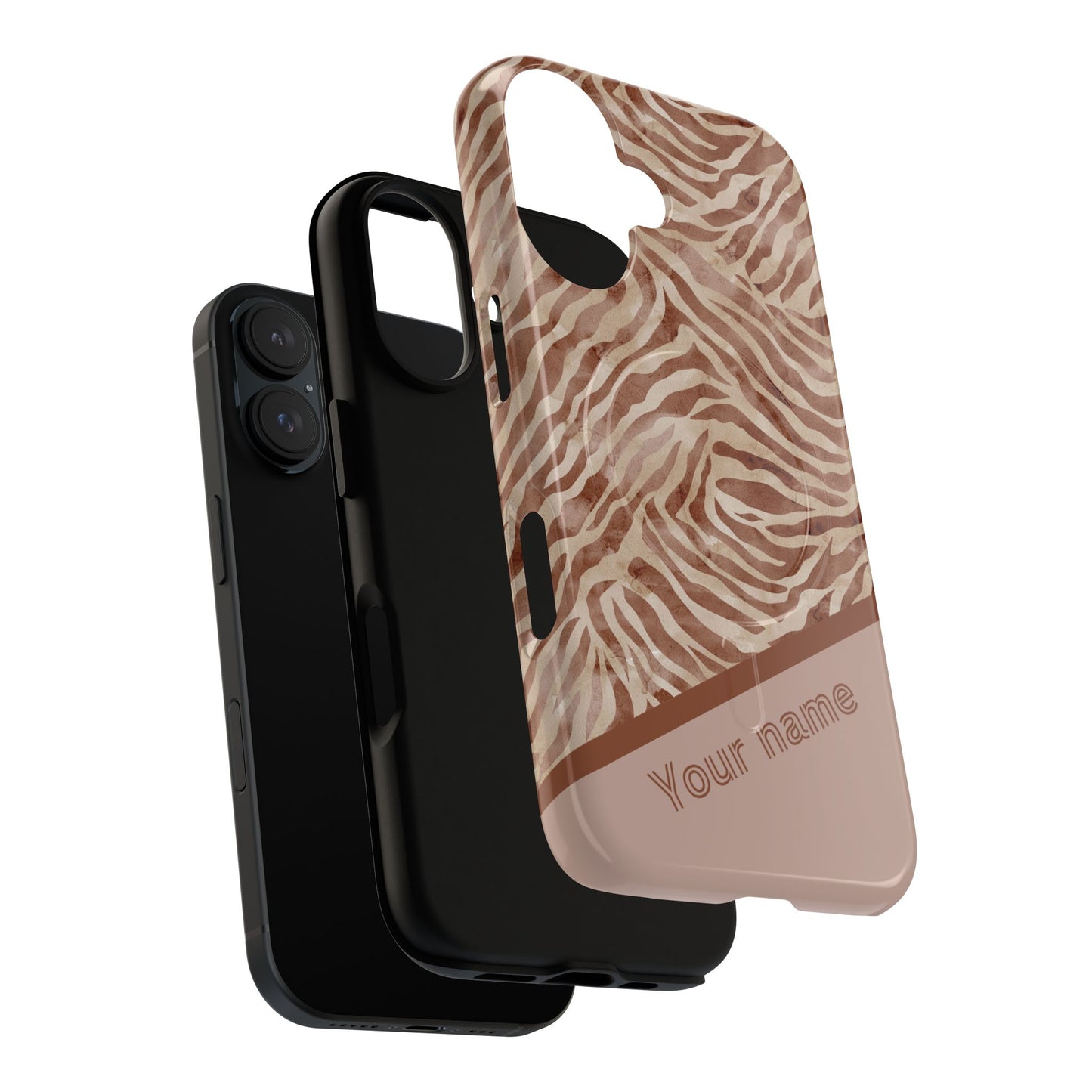 Personalized Zebra Print - Tough MagSafe® Magnetic Cases for Stylish Protection, Gifts for Wildlife Lovers, Trendy Accessories iPhone® 13, 14, iPhone 15, iPhone 16, iPhone 17, Pro, Pro Max, Plus Cases.
