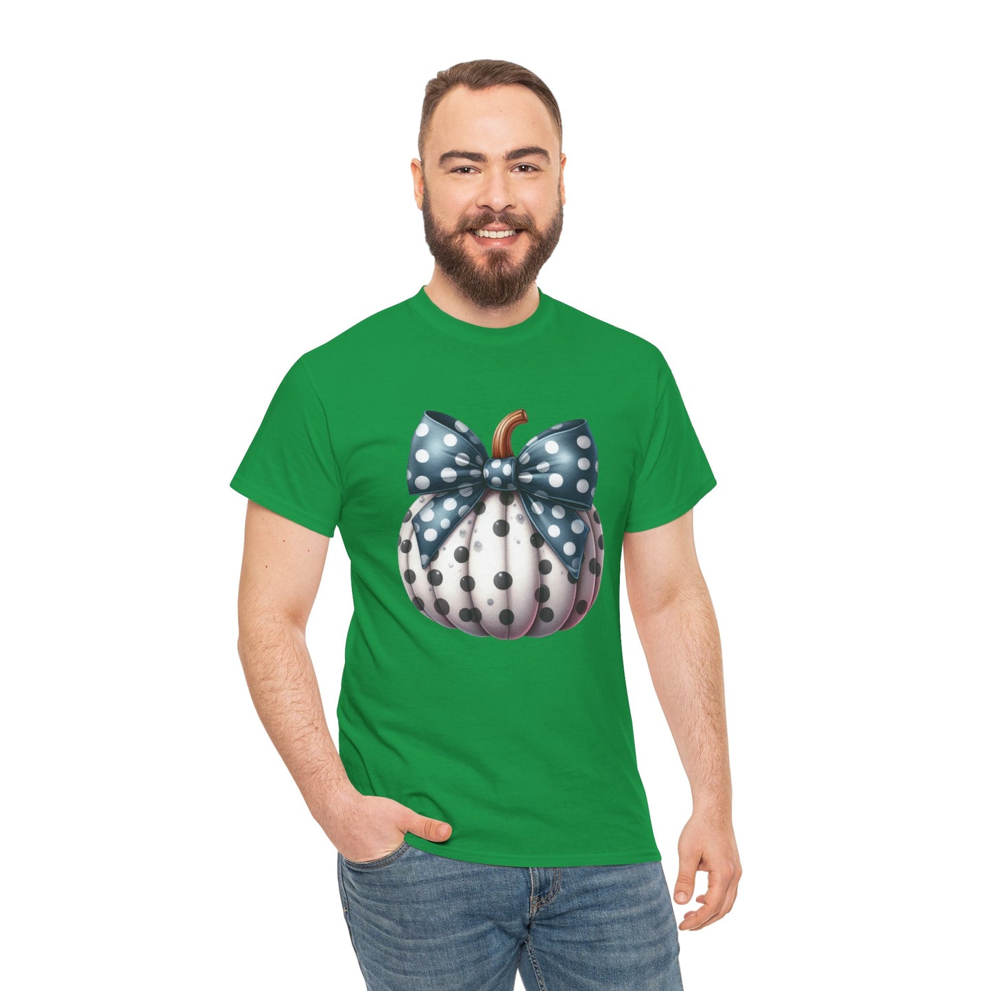 Polka Dot Pumpkin Charm Unisex Heavy Cotton Tee