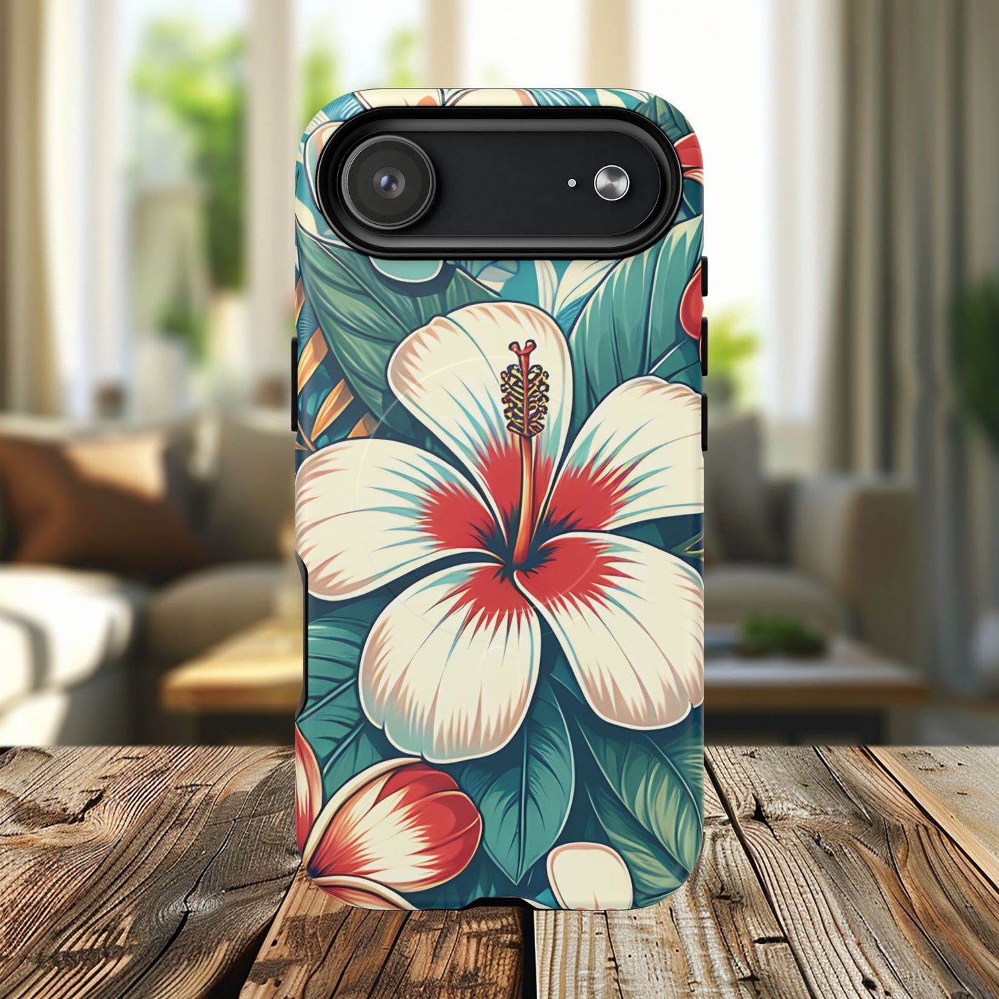 Tropical Hibiscus MagSafe® iPhone® Tough Case - Stylish Phone Protection Gift for Nature Lovers, Vibrant, Summer Vibes.