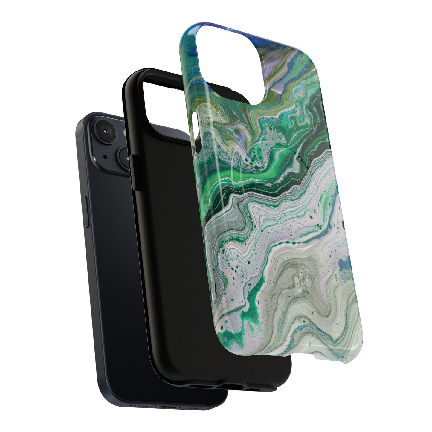 Marbled Tough iPhone Case, Magnetic Protector, Stylish Tech Accessory, Durable iPhone Cover, Unique Gift Idea