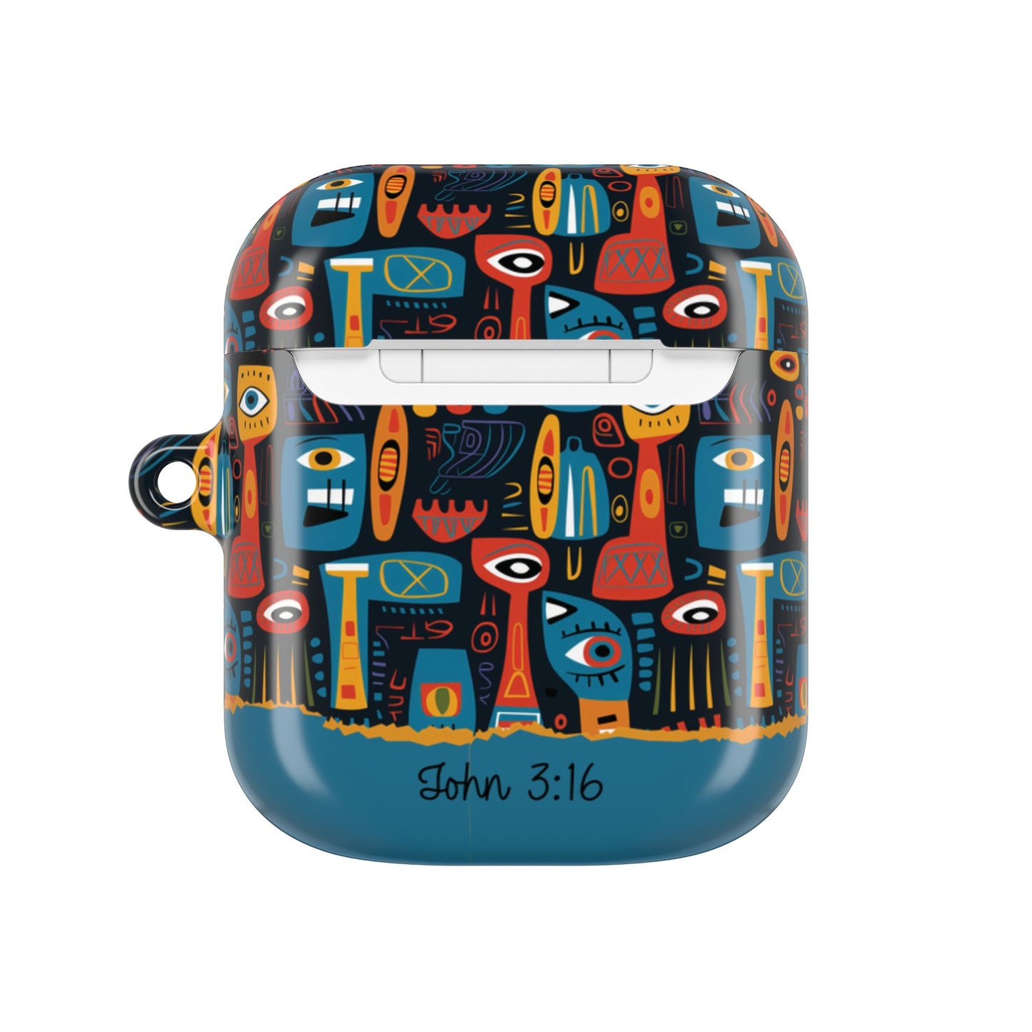 Personalized Abstract Eye Pattern AirPod Case — Colorful Tribal Graphic with Custom Text/Name