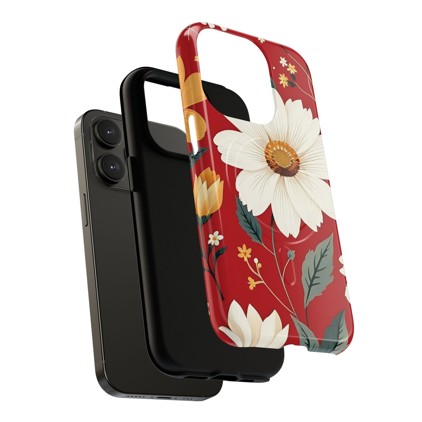 Floral Fusion Tough Magnetic Phone Case | Flower Design, Durable Protective Cover, Gift for Her, Spring Style, Unique Phone Accessory.