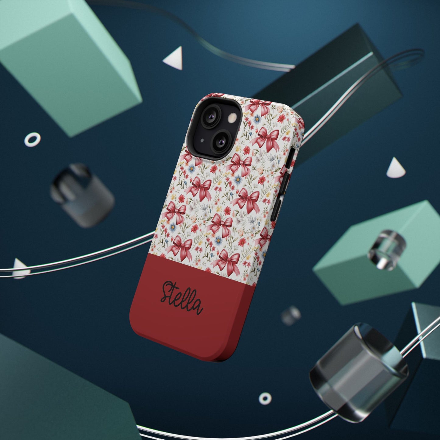 Personalized Rosette Coquette Floral Bow iPhone and Samsung Impact-Resistant Case — Custom Name Case