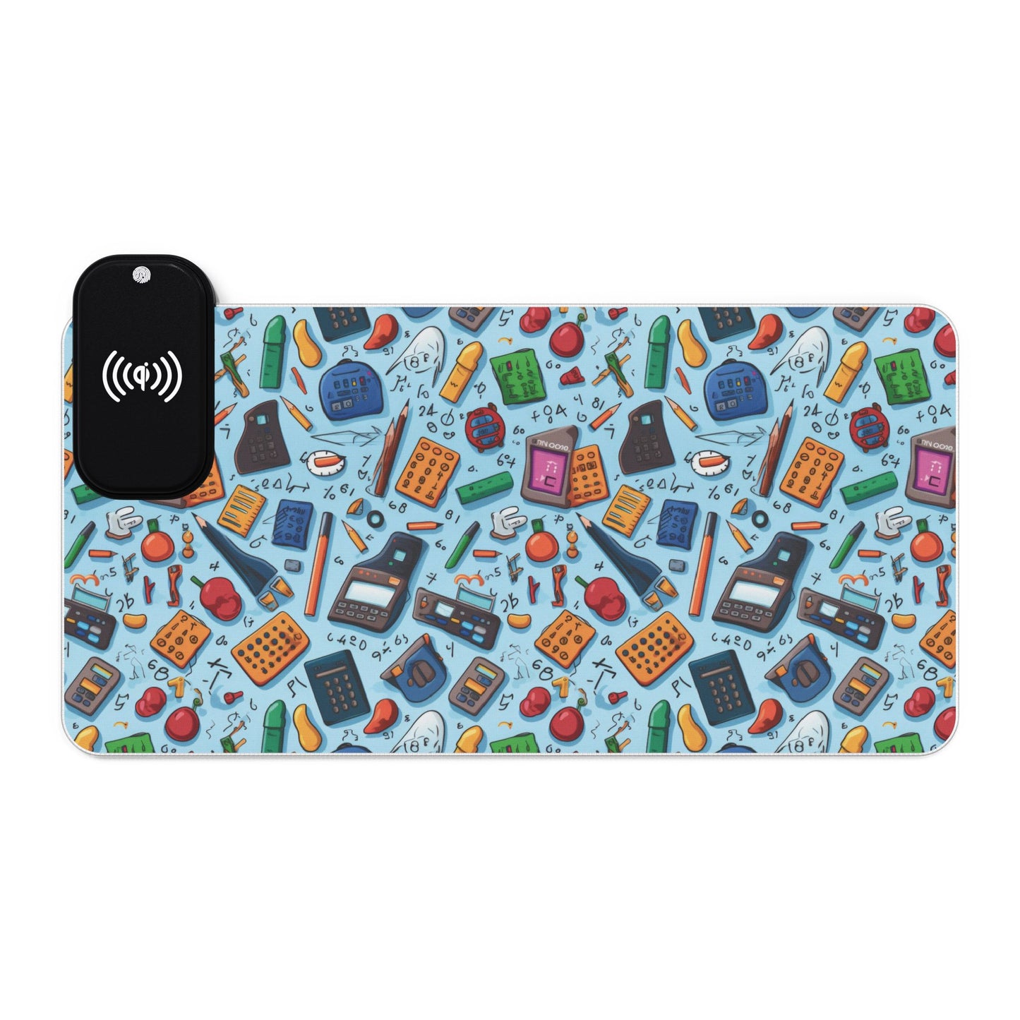 Blue Academic Adventures LED Gaming Mouse Pad, Wireless Charging, Gift for Him, Gift for Gamers