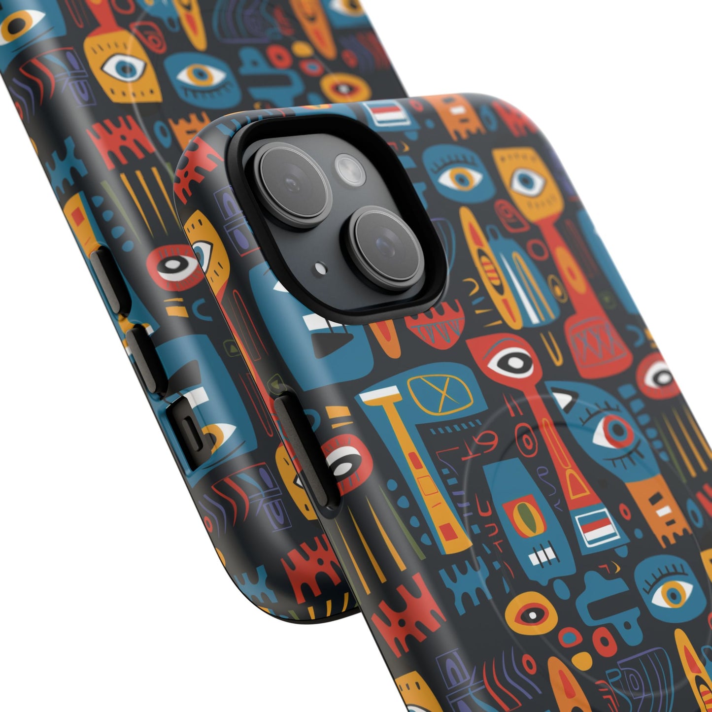 Urban Totem Vibe Tough iPhone Magnetic Case, Colorful Bohemian Art, Unique Gift for Him/Her, Holiday Accessory, iPhone Protection, MagSafe iPhone Case.