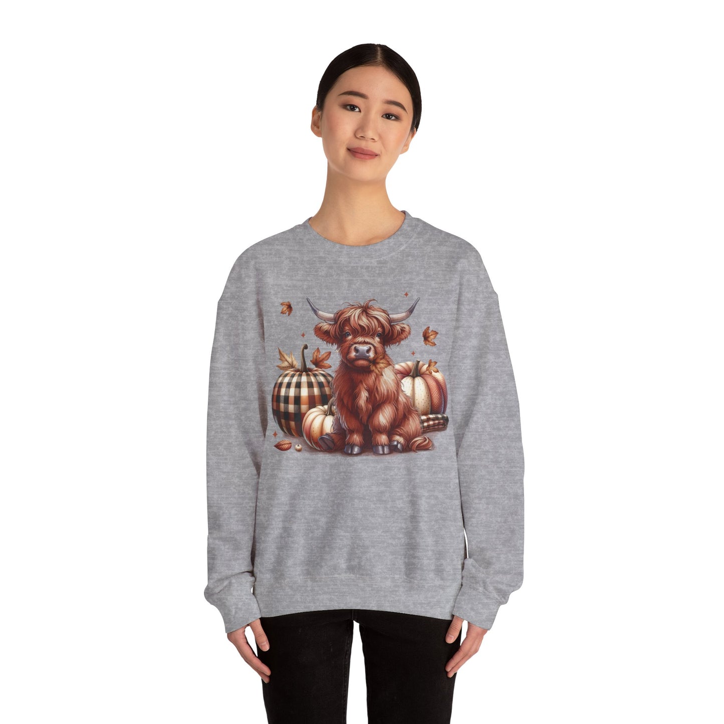 Autumn Highland Cow Charm Unisex Heavy Blend™ Crewneck Sweatshirt