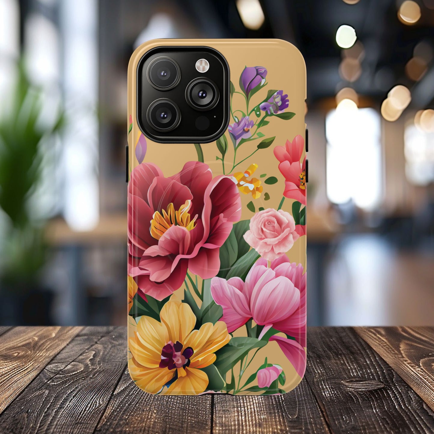 Sunset Botanica Tough iPhone Magnetic Case, Gifts for Her, MagSafe® iPhone® Tough Case, iPhone 13, 14, iPhone 15, iPhone 16, 17, Pro, Pro Max, Plus.