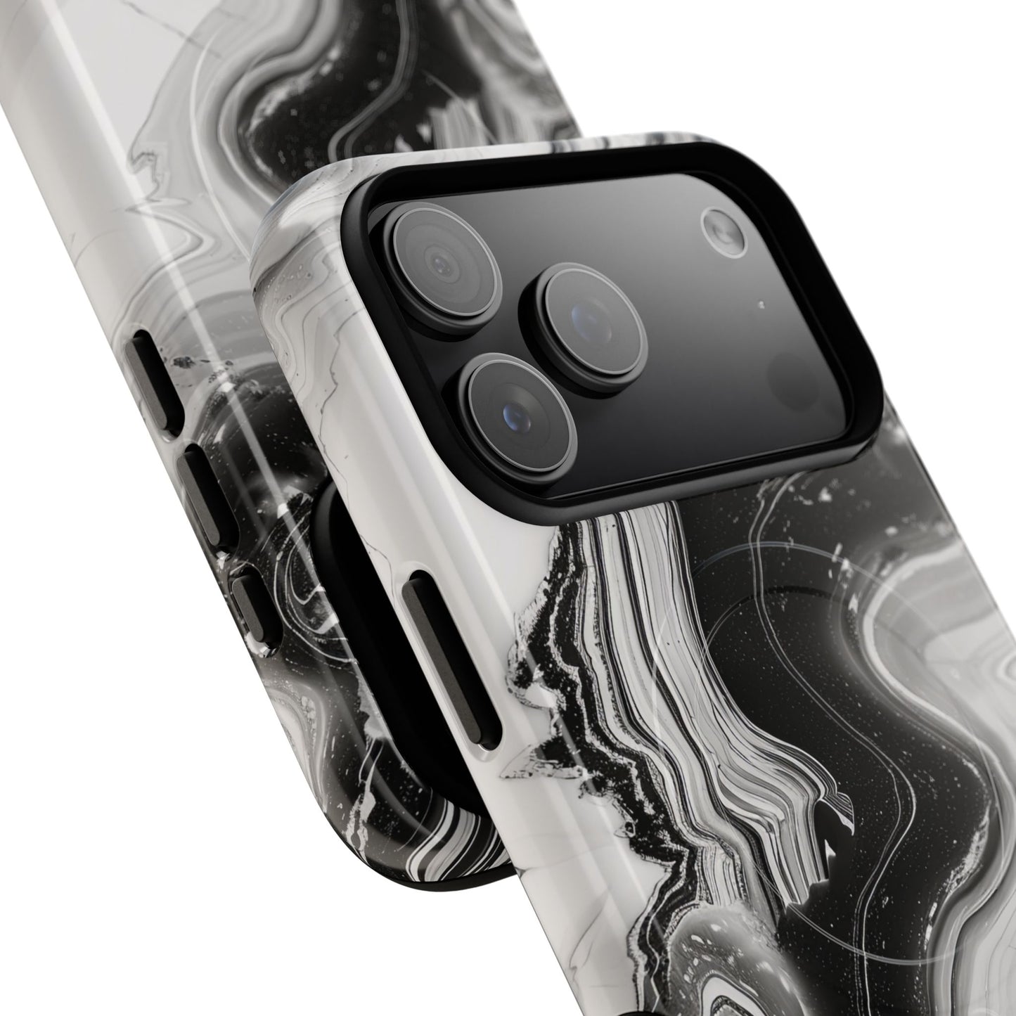 Black Marble Magnetic iPhone Case for Tough Protection, Stylish iPhone Mobile Accessory, Fashionable Gift, Unique Marble iPhone Design, Durable Smartphone Cover