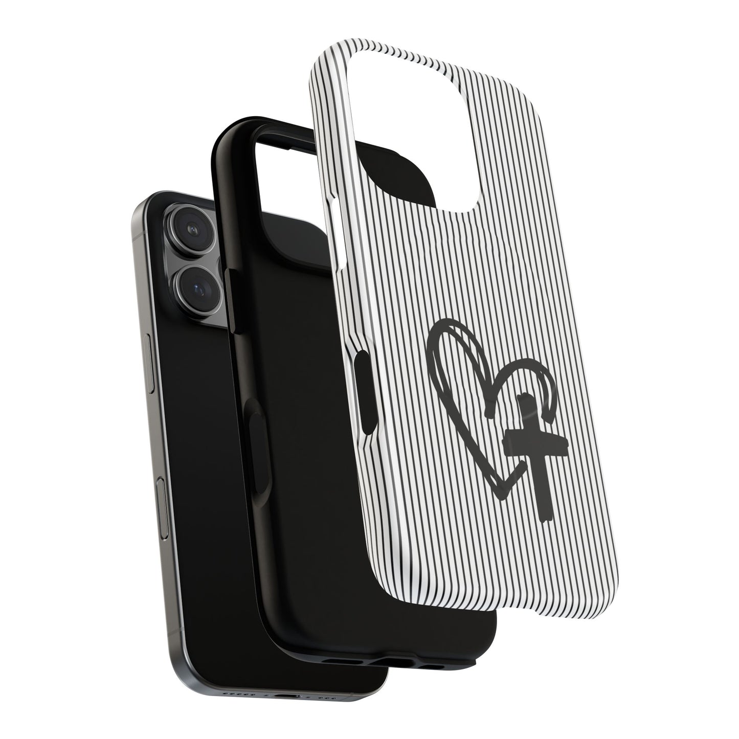 Tough Magnetic Phone Case with Heart & Cross Design, Durable Phone Cover, Unique Gift for Her, Stylish Accessory, Everyday Use