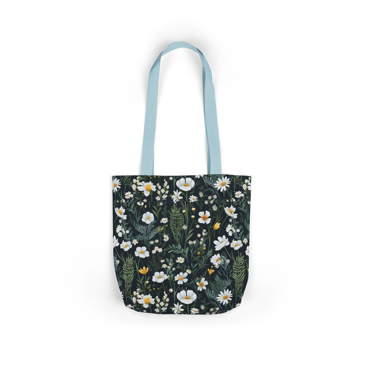 Daisy Delight Floral Canvas Tote Bag with 5-Color Straps | Eco-Friendly Shopping Bag