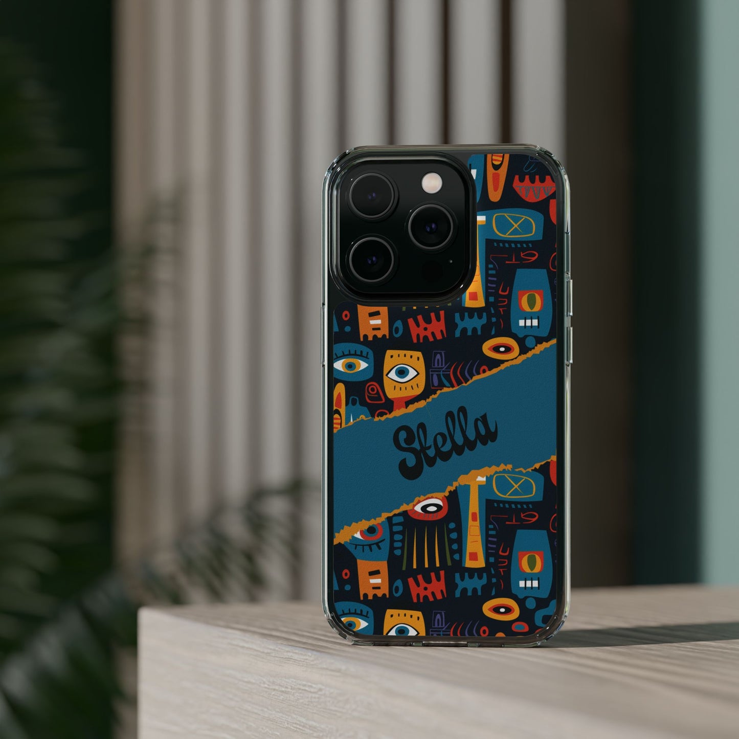Phone Case — Colorful Abstract Faces Clear Impact-Resistant Case