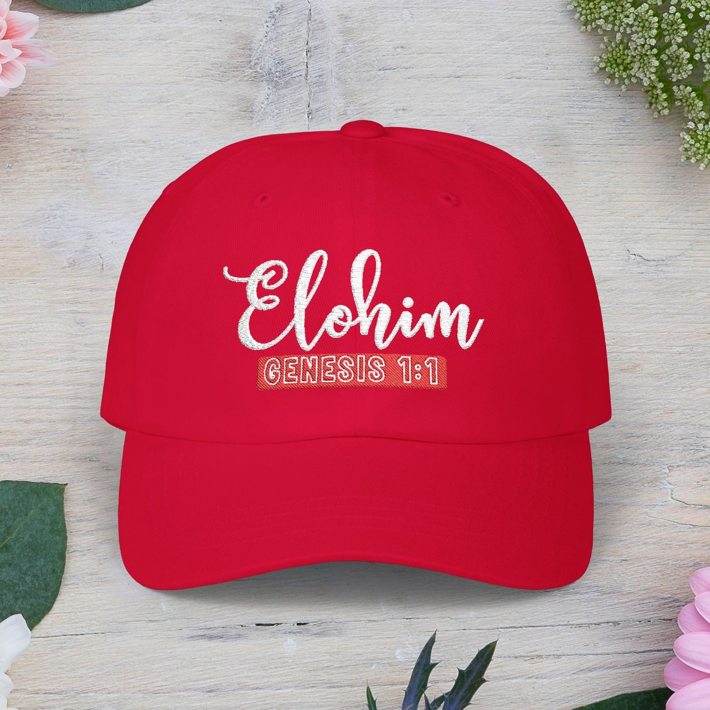 Classic Embroidery Dad Cap with 'ELOHIM, GENESIS 1:1' - Faith-Based Hat, Casual Wear, Gift for Dad, Christian Accessory, Summer Fashion