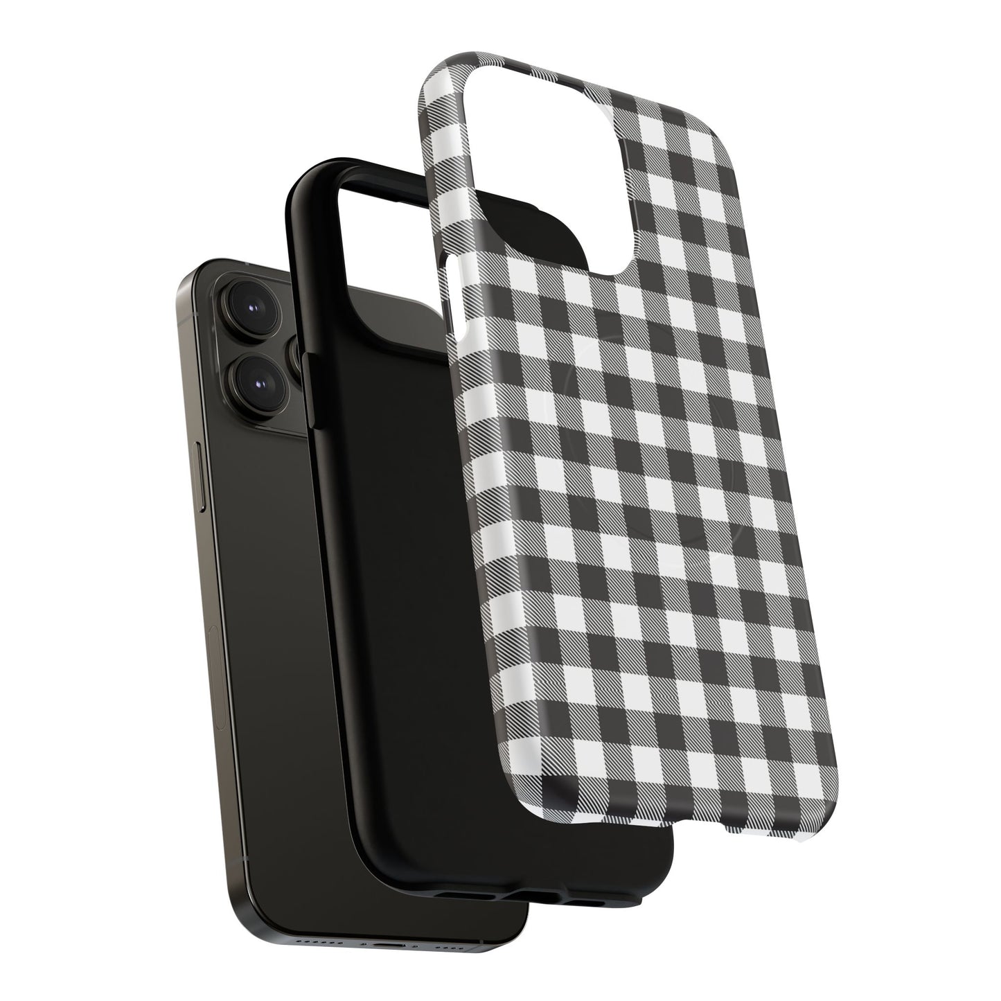Black and White Gingham Phone Case, Tough Magnetic Cases, Stylish Phone Cover, Gift for Her, Trendy Phone Accessory, Checkered Print