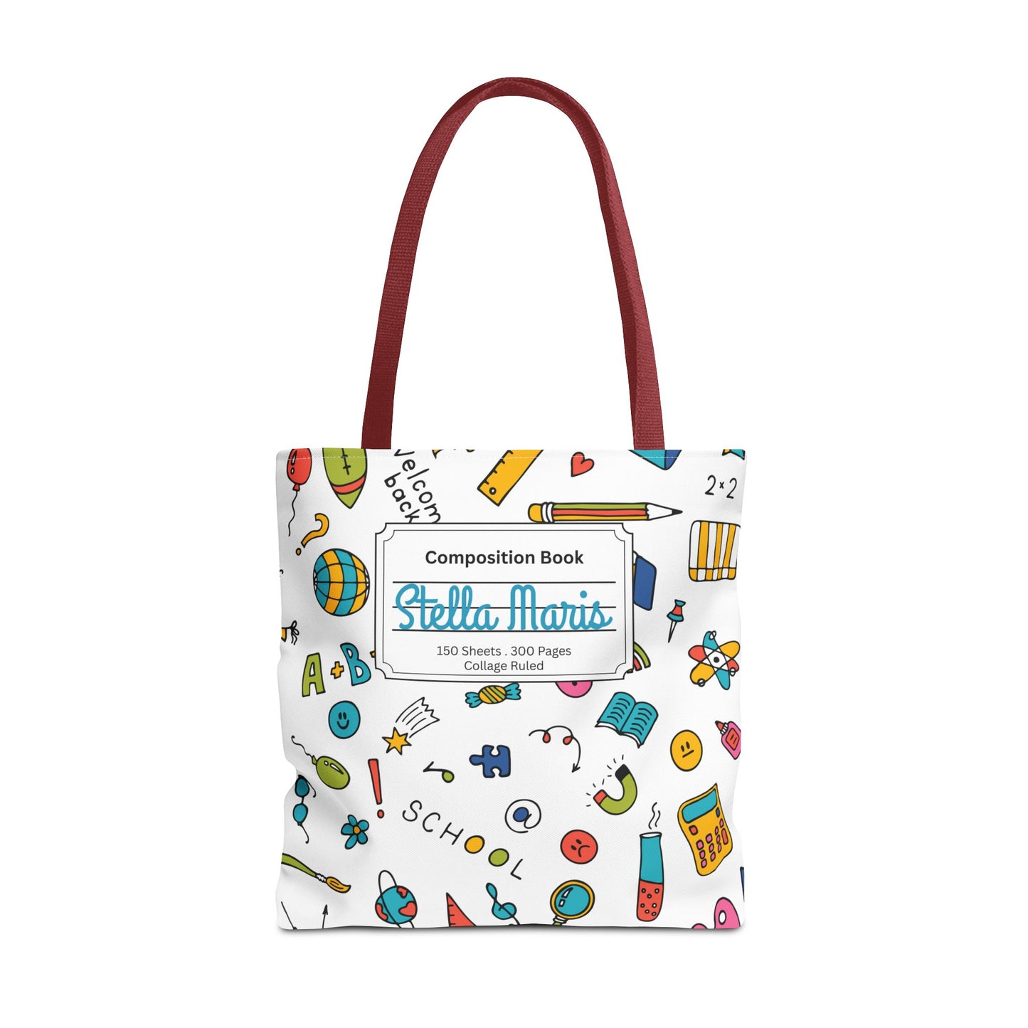 Personalized Classroom Couture Composition Book Inspired Tote Bag, Back to School Tote, Teacher Gift, Kids Bag, Custom Name Bag, Educational Accessories, Back to School Tote Bag.