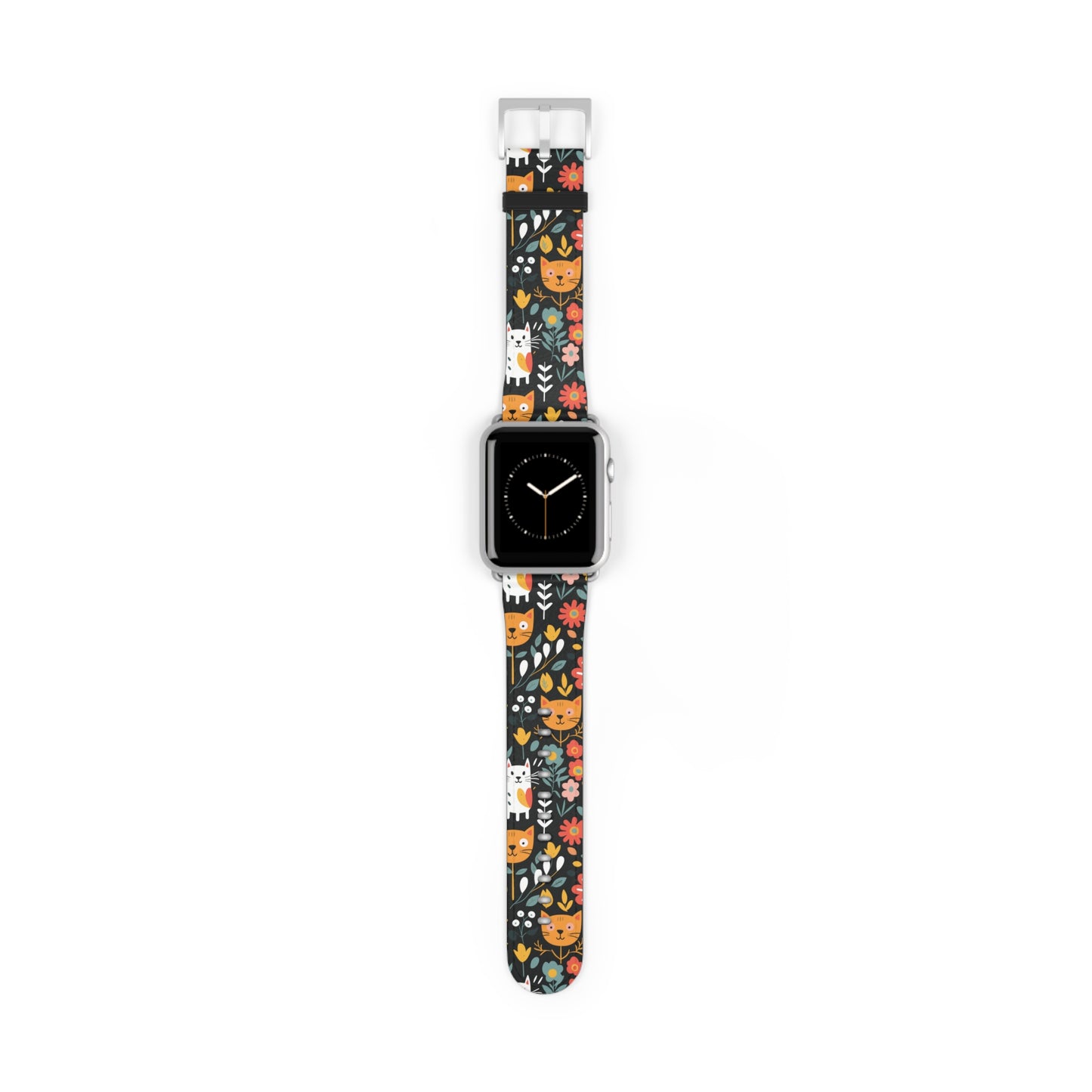 Whimsical Feline Garden Watch Band for Pet and Floral Lovers,