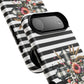 Grace in Bloom Tough Magnetic iPhone Case with Floral Cross Design, Boho iPhone Cover, Striped iPhone Case, Unique Religious Gift, Trendy Cell iPhone Accessory.
