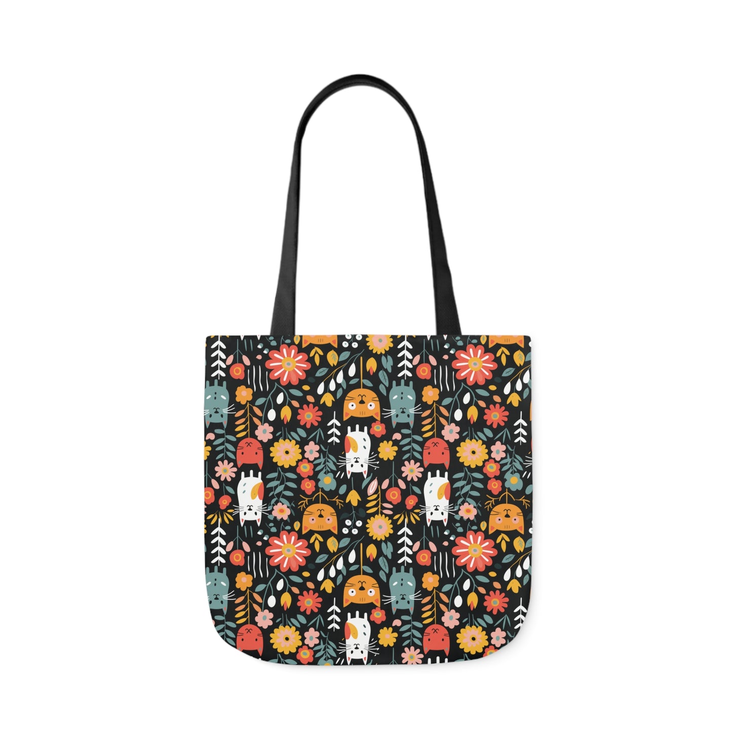 Whimsical Feline Garden Canvas Tote Bag