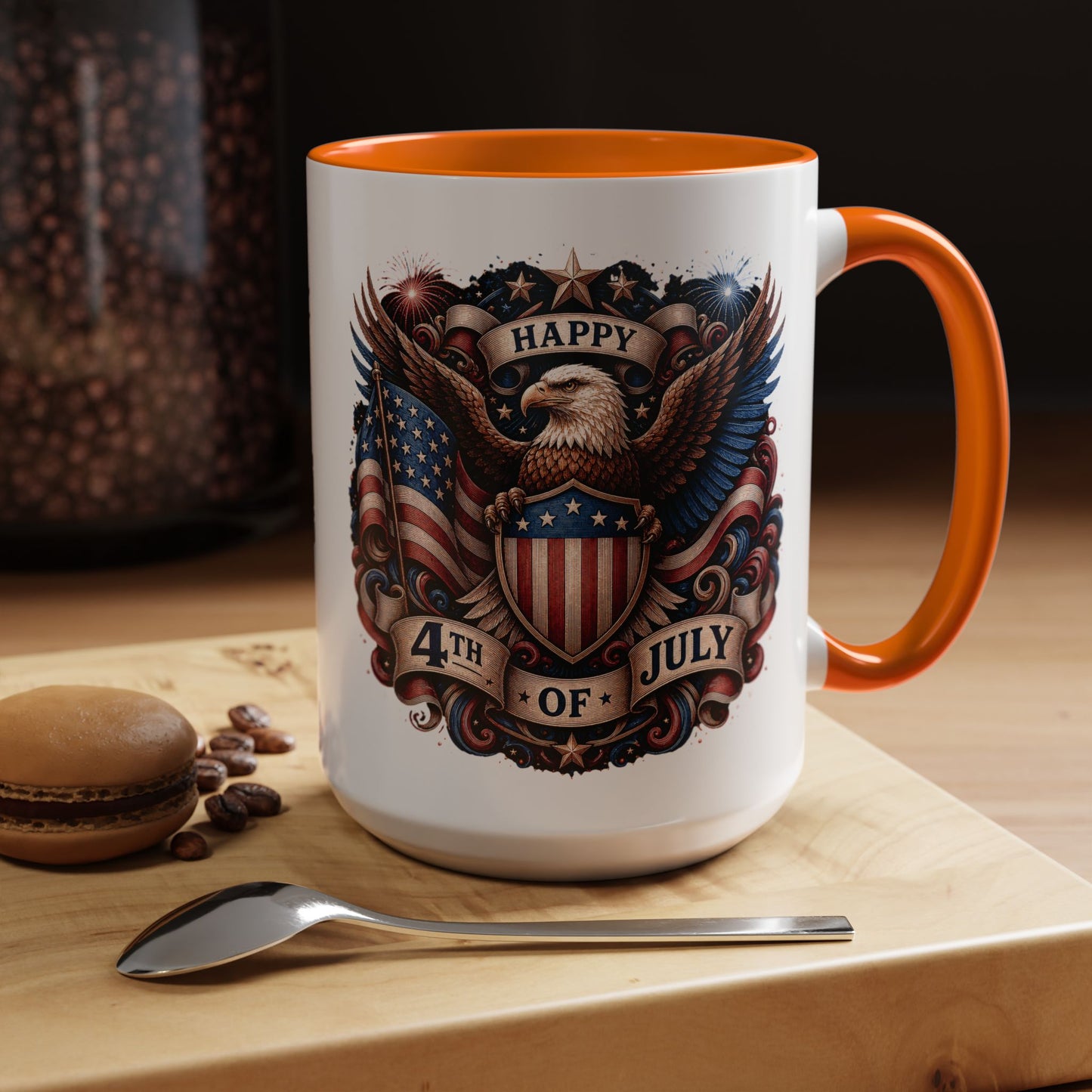 4th of July Eagle Coffee Mug — Patriotic American Flag Accent Mug (11/15oz)