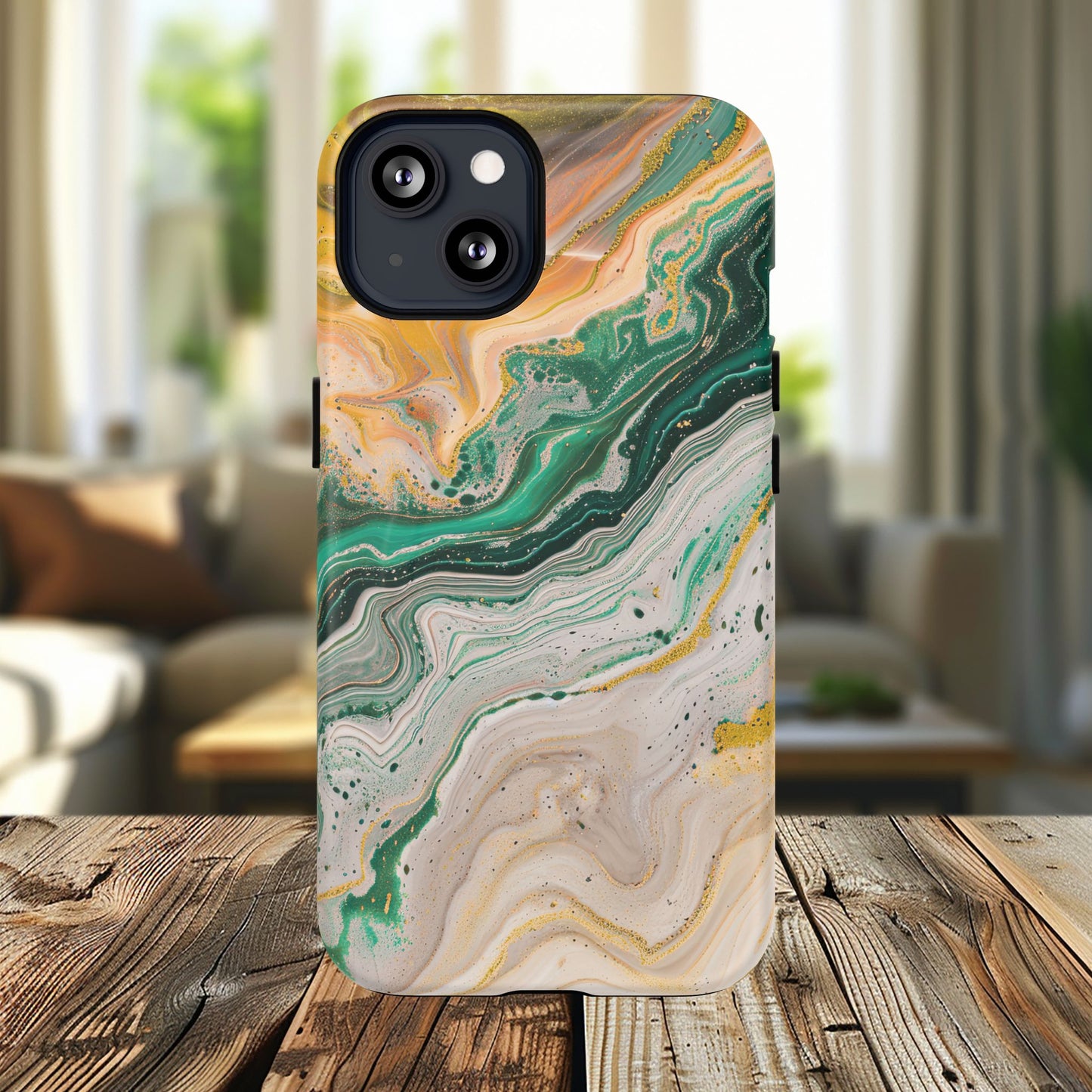 Magnetic iPhone Cases with Green Marble Design, Tough Magnetic Cases, iPhone Accessories, Gift for Her, Trendy iPhone Cover