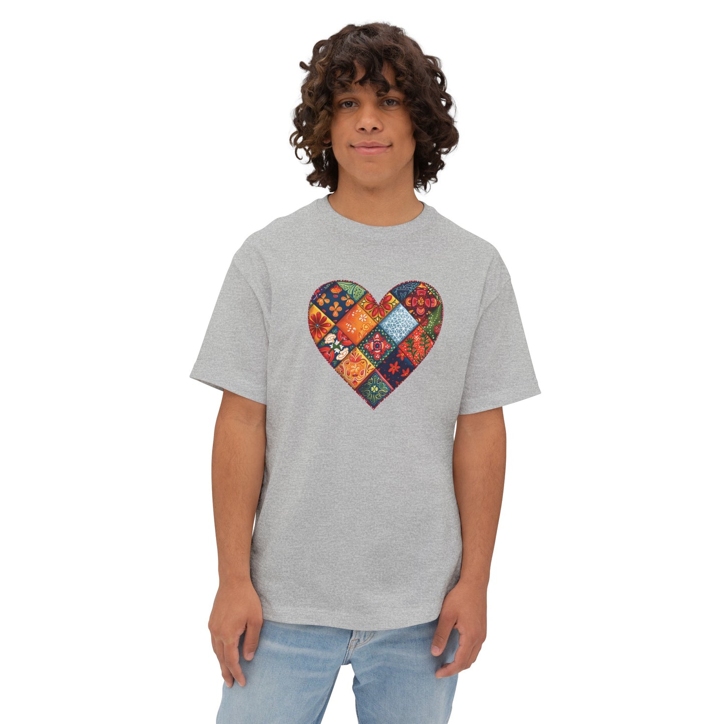 Patchwork Hearts Unisex Oversized Bella Canvas Boxy Tee