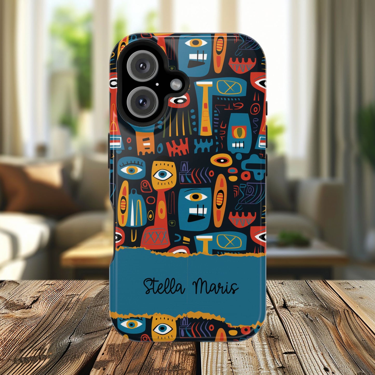 Personalized Colorful Abstract Faces Clear Impact-Resistant Case
