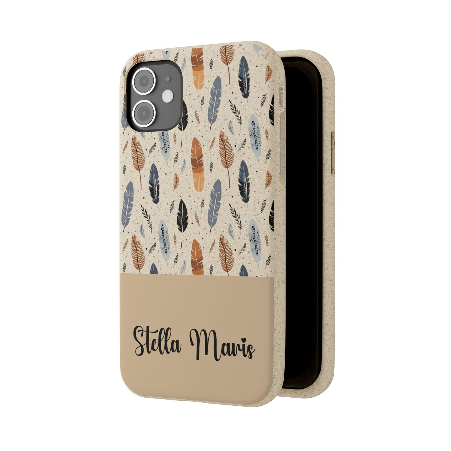 Personalized Whispering Feathers Samsung Biodegradable Case, Custom Name Case.
