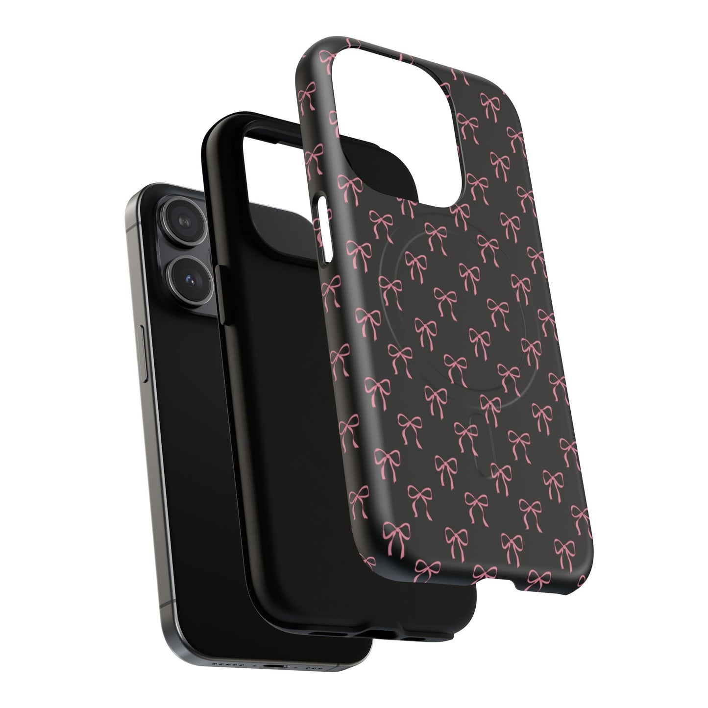 Coquette Chic Bow-Patterned Tough Magnetic iPhone Case, Stylish Gift for Her, Protective iPhone Cover, Trendy Accessory, iPhone Birthday Gift, Fashionable Tech